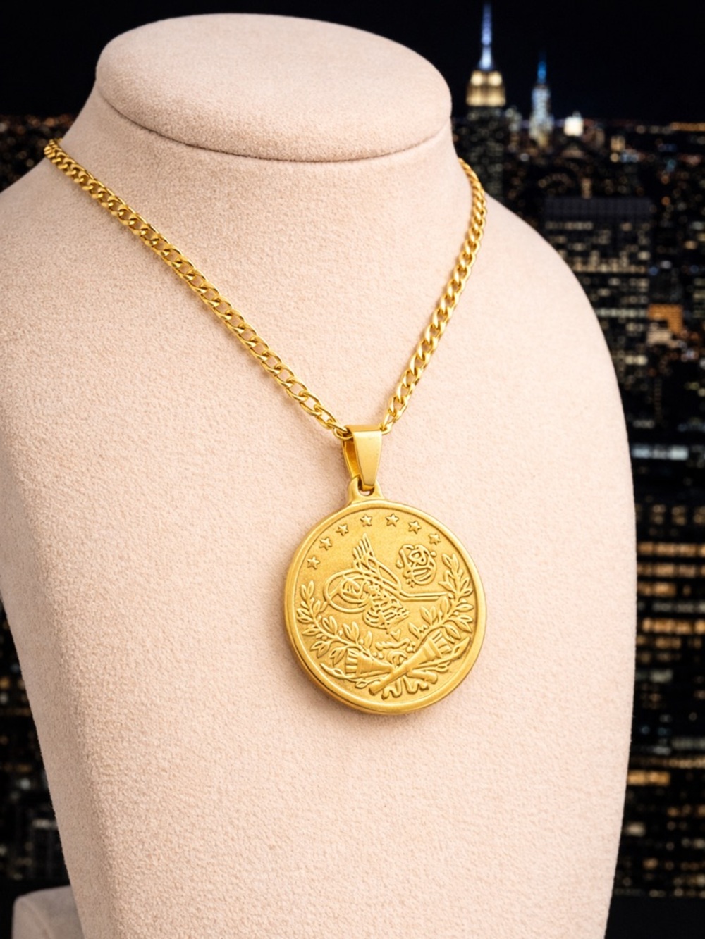 Gold Medallion Pendant Necklace for Women - Picture 1 of 4